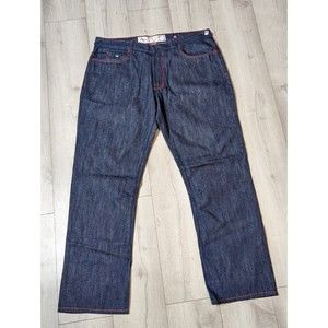 Akoo Brand 40x33 Dark Wash Red Stitching Straight Cut  Denim Jeans